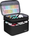 Mancro Dual Layers Medicine Organizer Bag, Lockable Zipper, Black