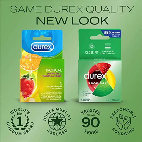 Durex Tropical Flavors Lubricated Latex Condoms, 3 Ct - Image 2