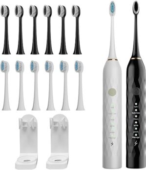 MAXWISDOM Electric Toothbrush 2 Pack With Accessories