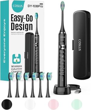 COSLUS Electric Toothbrush With Travel Case, 5 Modes