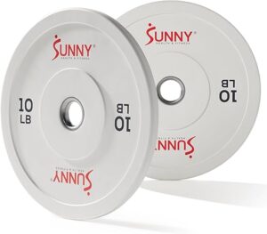 Sunny Health & Fitness Elite 2-Inch Rubber Olympic Bumper Plate