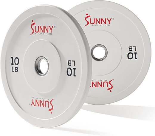Sunny Health & Fitness Elite 2-Inch Rubber Olympic Bumper Plate