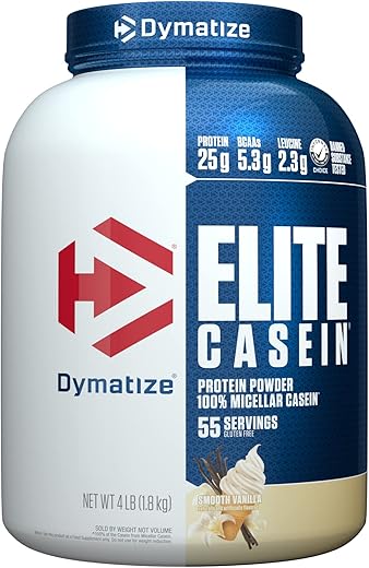 Dymatize Elite Casein Protein Powder, Slow Absorbing