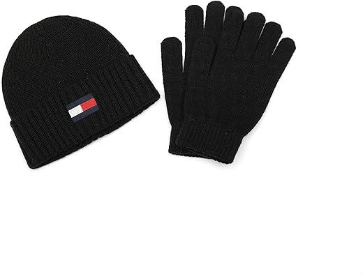 Tommy Hilfiger Embroidered Flag Watch Cap And Glove Set
