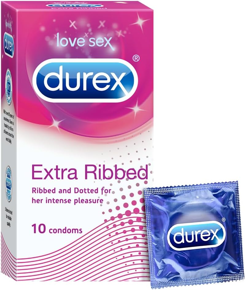 Durex Extra Ribbed Condoms For Men - 10 Count
