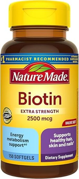 Nature Made Extra Strength Biotin 2500 mcg, 150 Softgels
