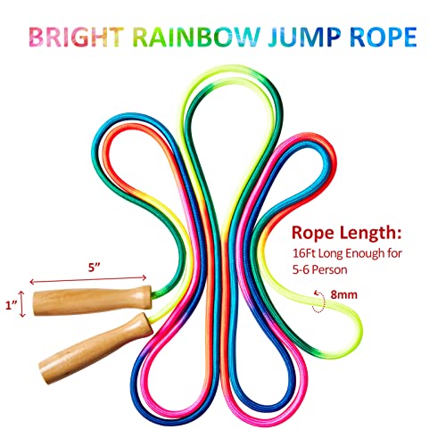 Fanhostco 16Ft Rainbow Jump Rope With Wooden Handle - Image 3