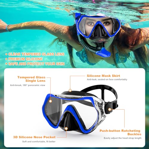 Felidel Adult Snorkel Mask Set With Panoramic View - Image 5