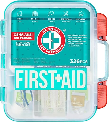 Be Smart Get Prepared First Aid Kit, 326 Piece, Teal