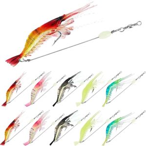 Syosisny Fishing Lures Shrimp Baits Set, Luminous Hooks