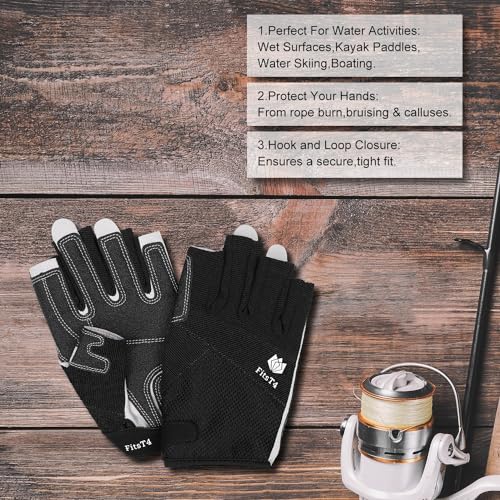 FitsT4 Sports Kayaking Gloves Padded Palm Fingerless - Image 4