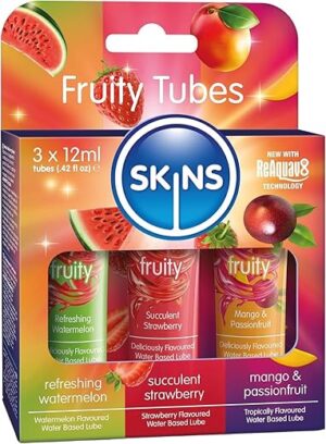 Skins Flavored Lube Set – Watermelon, Strawberry, Mango