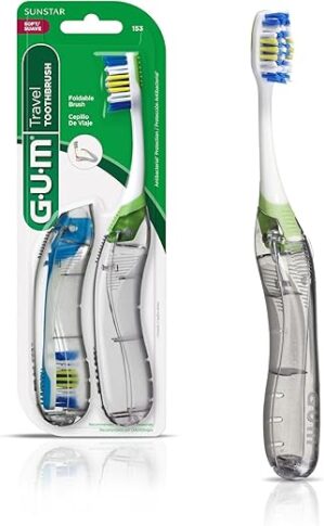 GUM Folding Travel Toothbrush, Compact Head, 2ct