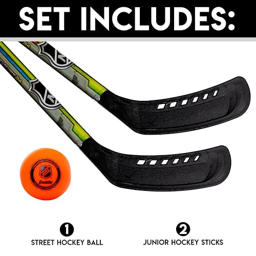 Franklin Sports Kids Street Hockey Stick Set - Includes Sticks + Ball - Image 2