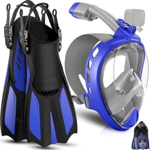 Odoland Full Face Snorkel Mask Set With Fins