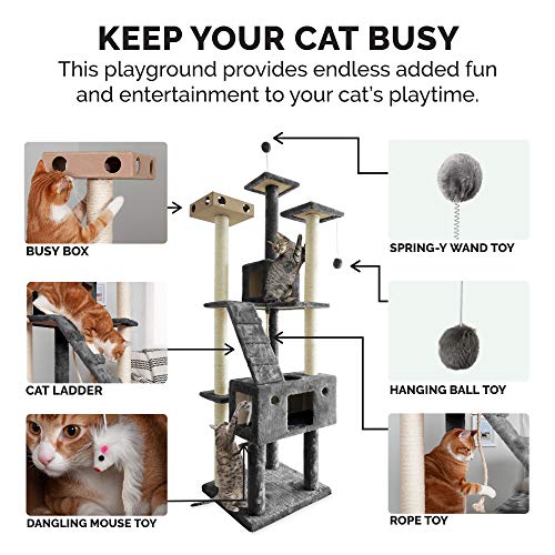 Furhaven Tall Cat Tree With Condos & Toys - Image 4