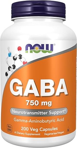 NOW Foods GABA 750mg Neurotransmitter Support Capsules