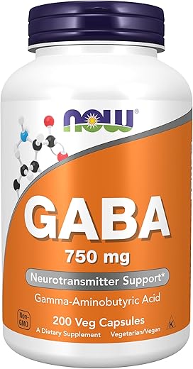 NOW Foods GABA 750mg Neurotransmitter Support Capsules