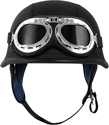 TCMT German Motorcycle Open Face Helmet (Black)