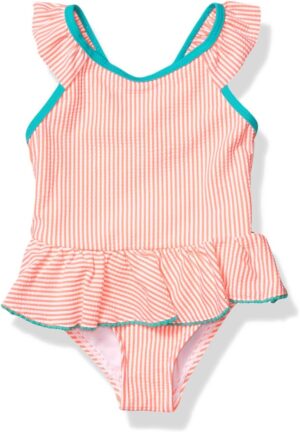 kensie Girls Seersucker Stripe Ruffle Swimsuit
