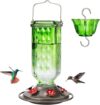 Kingsyard Glass Hummingbird Feeder, 24 Ounces, Green
