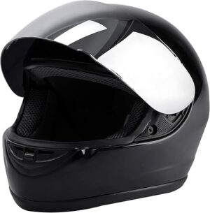 TCMT Gloss Black Flip Up Motorcycle Helmet