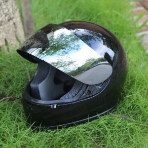 TCMT Gloss Black Full Face Motorcycle Helmet DOT