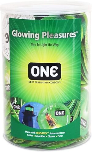 One Glowing Pleasures Glow-in-Dark Condoms