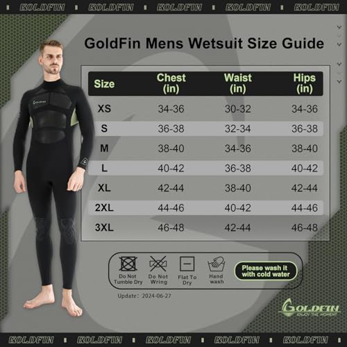 GoldFin 3mm Neoprene Wetsuit Fullsuit Back Zip - Image 2