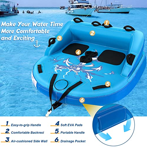 Goplus Inflatable Towable Tubes, 1-3 Riders - Image 4