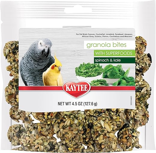 Kaytee Granola Bites With Super Foods Spinach & Kale For Pet Birds
