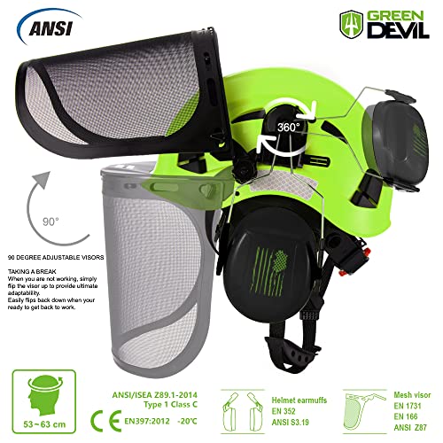 GREEN DEVIL Forestry Safety Helmet With Mesh Shield - Image 3