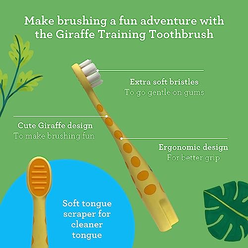 GuruNanda Kids Giraffe Toothbrush With Tongue Scraper - Image 3