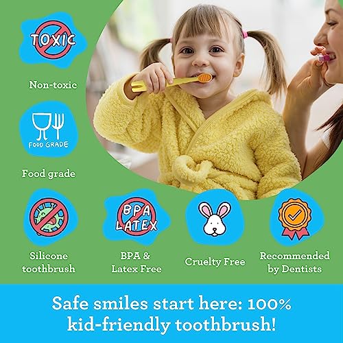 GuruNanda Kids Giraffe Toothbrush With Tongue Scraper - Image 4
