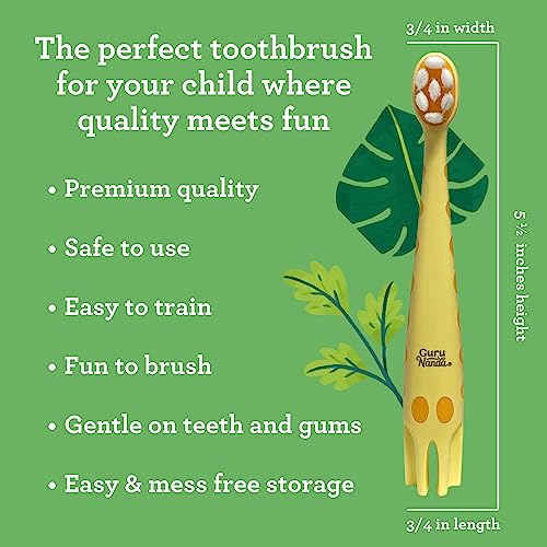 GuruNanda Kids Giraffe Toothbrush With Tongue Scraper - Image 5