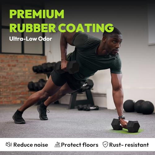 HANDBODE Hex Dumbbell Set, 3-100 lb Rubber - Image 3