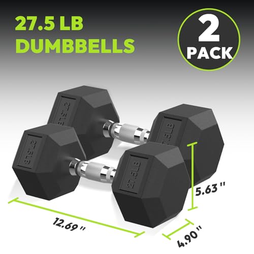 HANDBODE Hex Dumbbell Set, 3-100 lb Rubber - Image 2