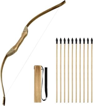Basbon Handmade Kids Wooden Bow And Arrow Set