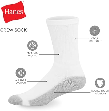 Hanes Men's Double Tough Crew Socks, 12-Pack - Image 2