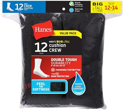 Hanes Men's Double Tough Crew Socks, 12-Pack - Image 4