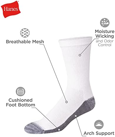 Hanes Men's X-Temp Cushioned Crew Socks, 12-Pack - Image 3