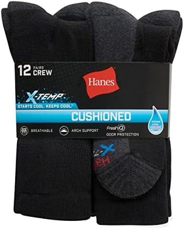 Hanes Men's X-Temp Cushioned Crew Socks, 12-Pack - Image 4