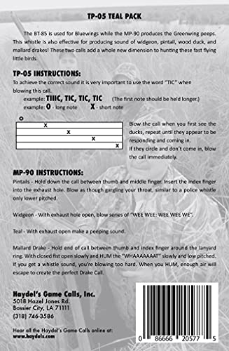 Haydel's Game Calls Inc. TP-05 Teal Duck Call Pack - Image 3