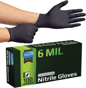 Inspire Heavy Duty Black Nitrile Gloves