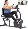 Sunny Health & Fitness Heavy-Duty Recumbent Smart Bike, Wide Seat