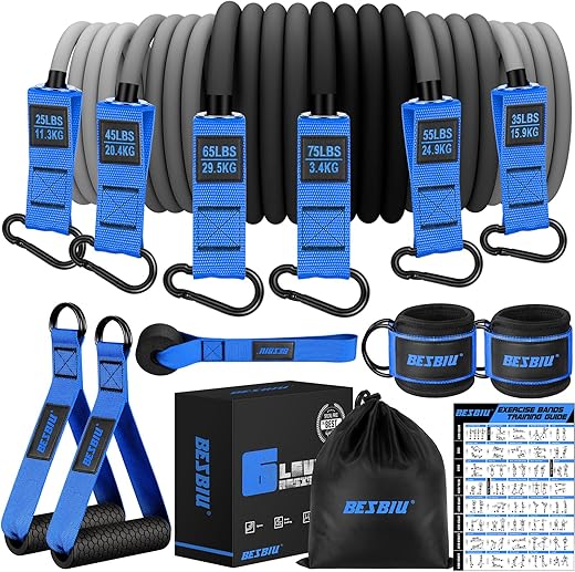 BesBiu Heavy Exercise Resistance Bands Set 300lbs