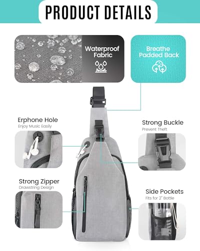 HESEE Waterproof Crossbody Sling Bag With USB - Image 3