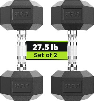 HANDBODE Hex Dumbbell Set, 3-100 lb Rubber
