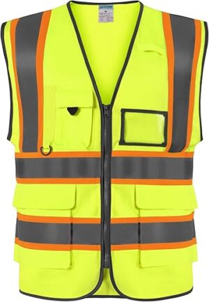 SHORFUNE High Visibility Safety Vest With Pockets