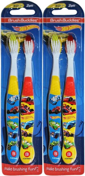 Brush Buddies Hot Wheels Toothbrush Set 4 Pack